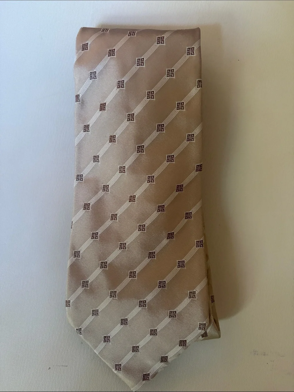 Givenchy Beige Silk Tie with Subtle Logo Motif